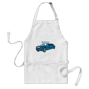 Cute lycklig blue Limousines tecknad car Förkläde