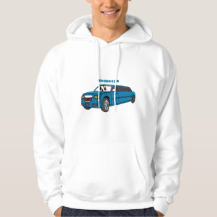 Cute lycklig blue Limousines tecknad car Hoodie