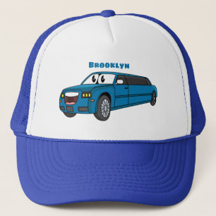Cute lycklig blue Limousines tecknad car Keps