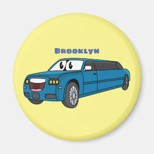 Cute lycklig blue Limousines tecknad car Magnet