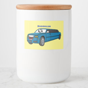 Cute lycklig blue Limousines tecknad car Mat Etiketter