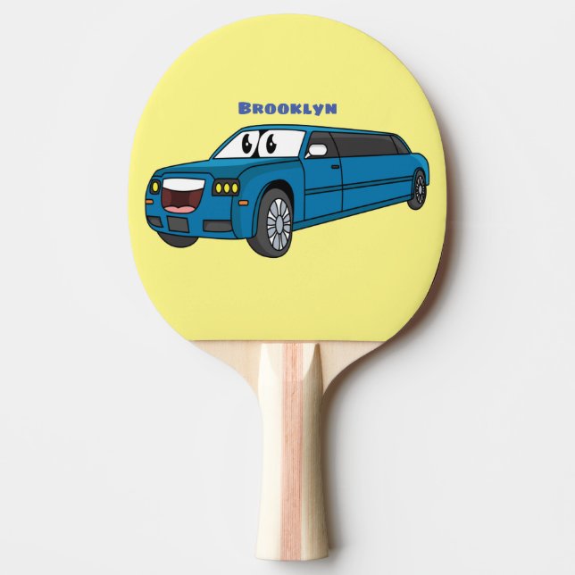 Cute lycklig blue Limousines tecknad car Pingisracket (Framsidan)