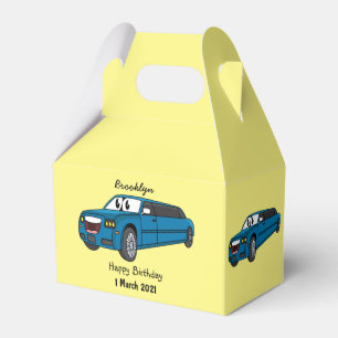Cute lycklig blue Limousines tecknad car Presentaskar