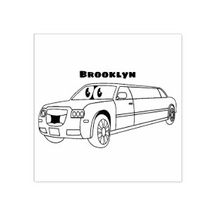 Cute lycklig blue Limousines tecknad car Stämpel