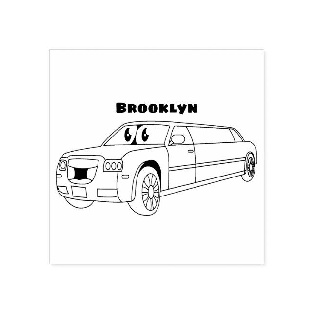 Cute lycklig blue Limousines tecknad car Stämpel (Tryck)