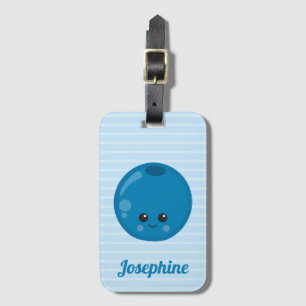 Cute Lycklig Blueberry Monogram Bagagebricka