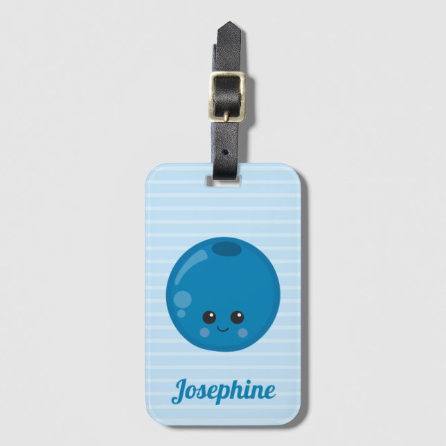 Cute Lycklig Blueberry Monogram Bagagebricka (Framsida vertikal)