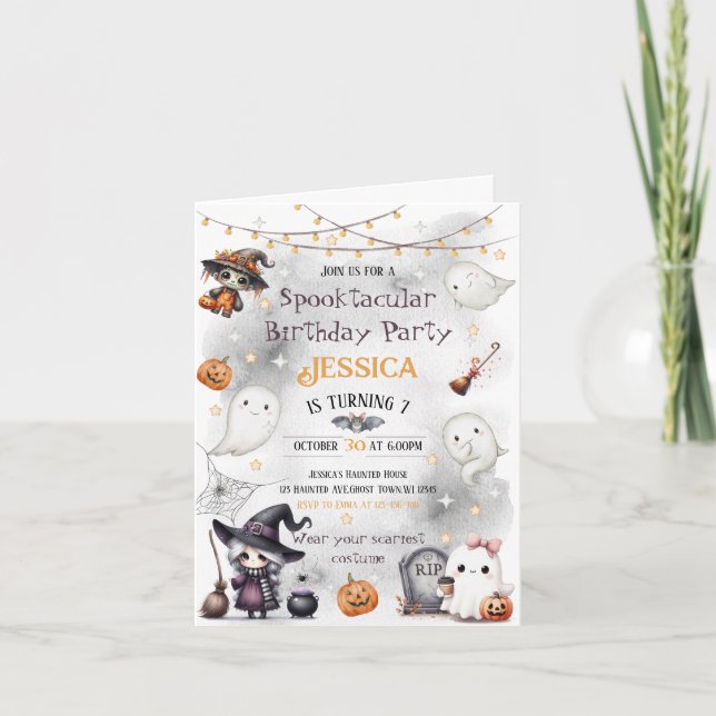 Cute Lycklig Boo Ghost Halloween Inbjudan (Framsida)