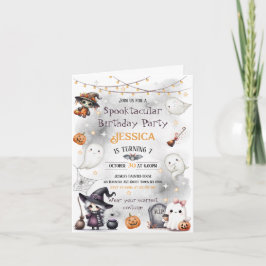 Cute Lycklig Boo Ghost Halloween Inbjudan