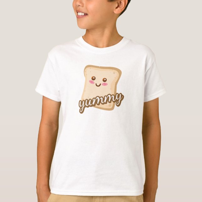Cute Lycklig Bread Teckning Art T Shirt (Framsida)