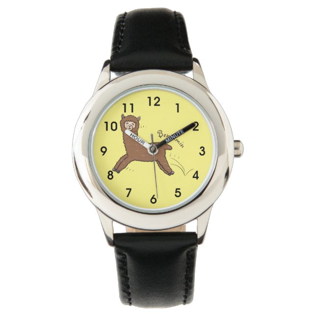 Cute lycklig brunalaca-tecknad armbandsur (Framsida)