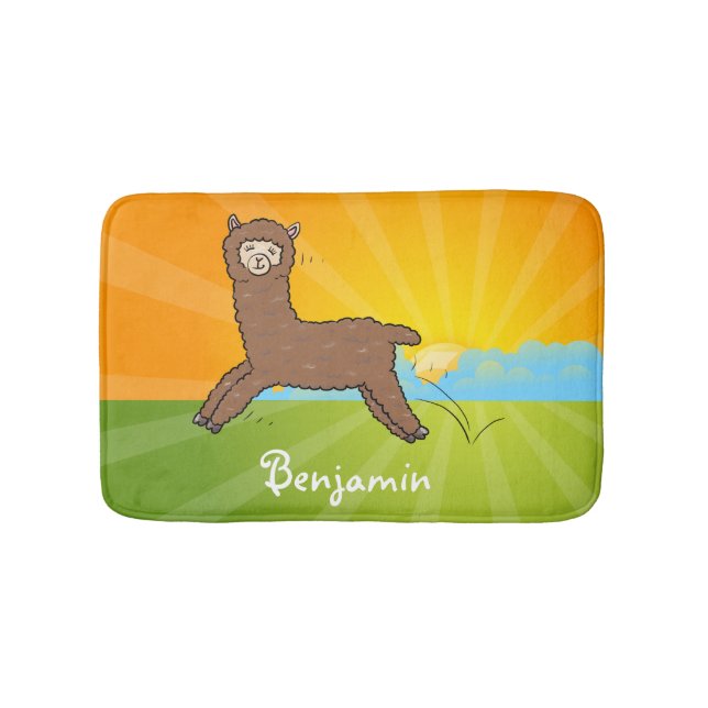 Cute lycklig brunalaca-tecknad badrumsmatta (Framsidan)
