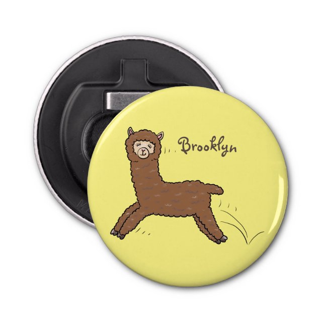 Cute lycklig brunalaca-tecknad flasköppnare (Framsidan)