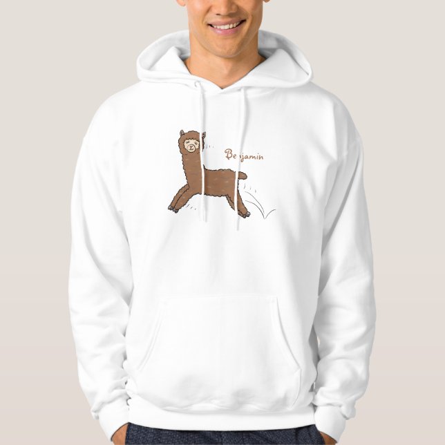 Cute lycklig brunalaca-tecknad hoodie (Framsida)