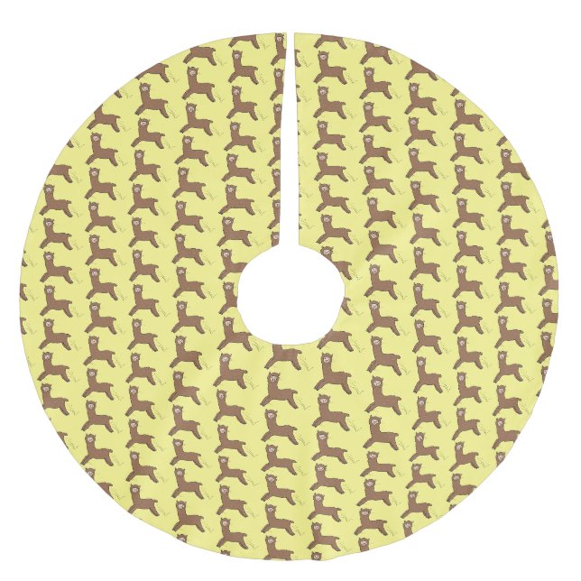 Cute lycklig brunalaca-tecknad julgransmatta borstad polyester (Framsidan)