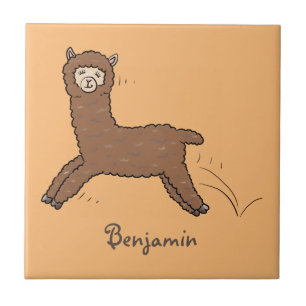 Cute lycklig brunalaca-tecknad kakelplatta