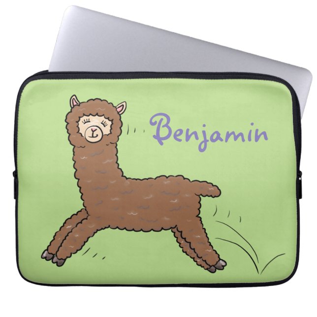 Cute lycklig brunalaca-tecknad laptop fodral (Framsidan)
