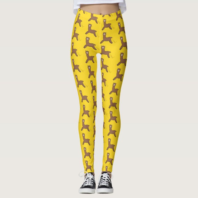 Cute lycklig brunalaca-tecknad leggings (Framsida)