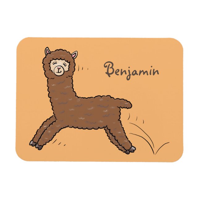 Cute lycklig brunalaca-tecknad magnet (Horisontell)