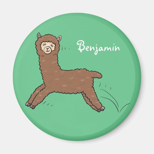 Cute lycklig brunalaca-tecknad magnet (Framsidan)