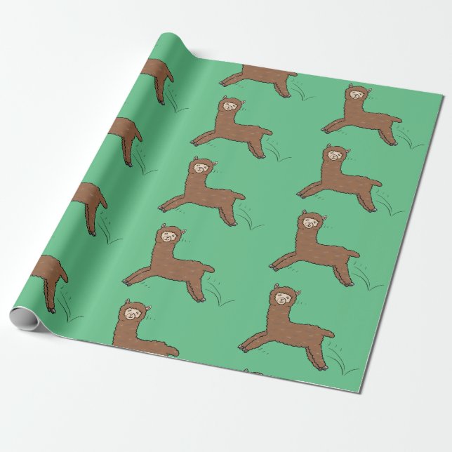 Cute lycklig brunalaca-tecknad presentpapper (Utrullad)