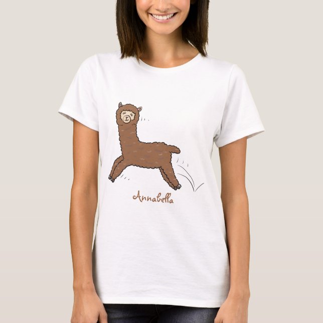 Cute lycklig brunalaca-tecknad t shirt (Framsida)