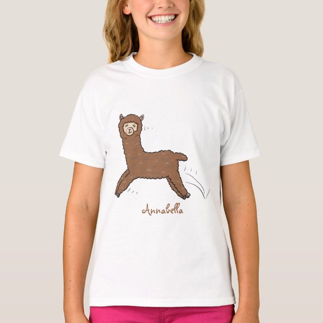 Cute lycklig brunalaca-tecknad t shirt (Framsida)