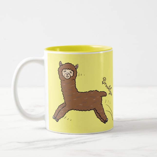 Cute lycklig brunalaca-tecknad Två-Tonad mugg (Vänster)