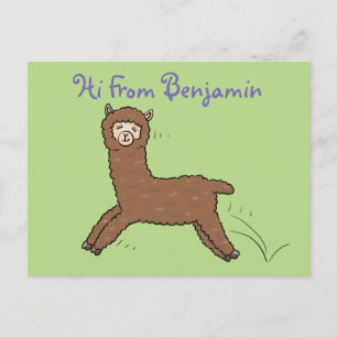 Cute lycklig brunalaca-tecknad vykort