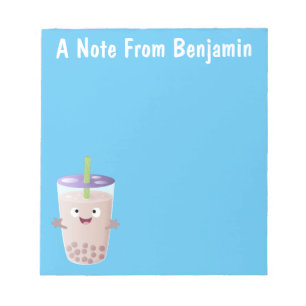 Cute lycklig bubble tea boba tecknade figurer anteckningsblock