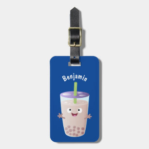 Cute lycklig bubble tea boba tecknade figurer bagagebricka