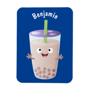 Cute lycklig bubble tea boba tecknade figurer magnet