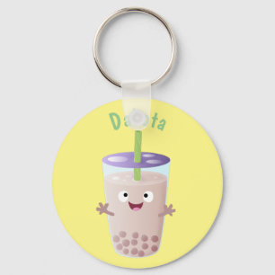 Cute lycklig bubble tea boba tecknade figurer nyckelring