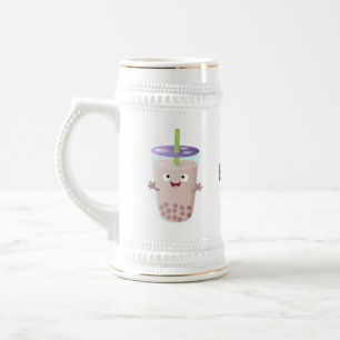 Cute lycklig bubble tea boba tecknade figurer sejdel
