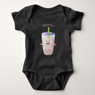 Cute lycklig bubble tea boba tecknade figurer t shirt