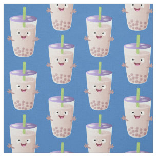 Cute lycklig bubble tea boba tecknade figurer tyg