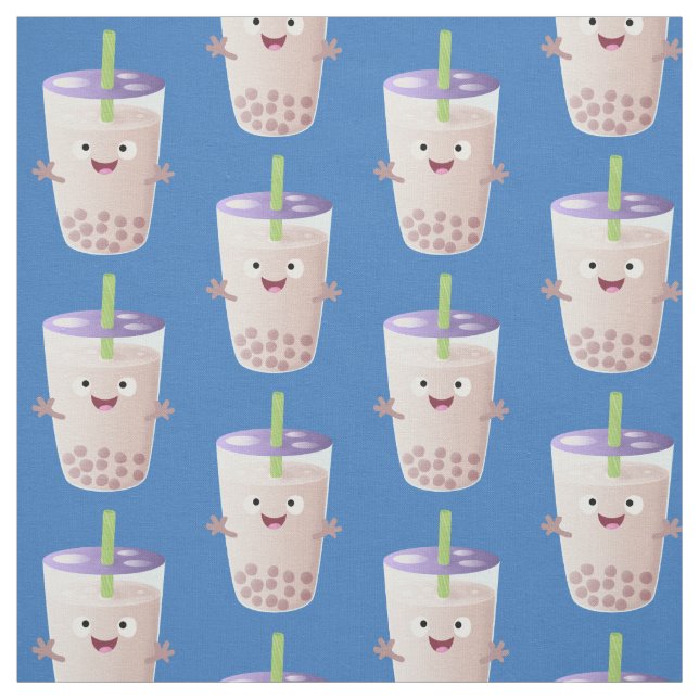 Cute lycklig bubble tea boba tecknade figurer tyg (Provkarta)