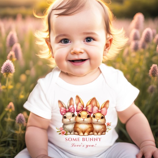 Cute Lycklig Bunny Girls Påsk Vår T Shirt (Cute Happy Bunny Girls Easter Spring Baby Bodysuit)