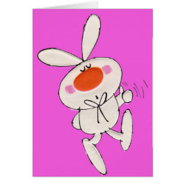 Cute Lycklig Bunny Rosa Birthday Hälsningskort