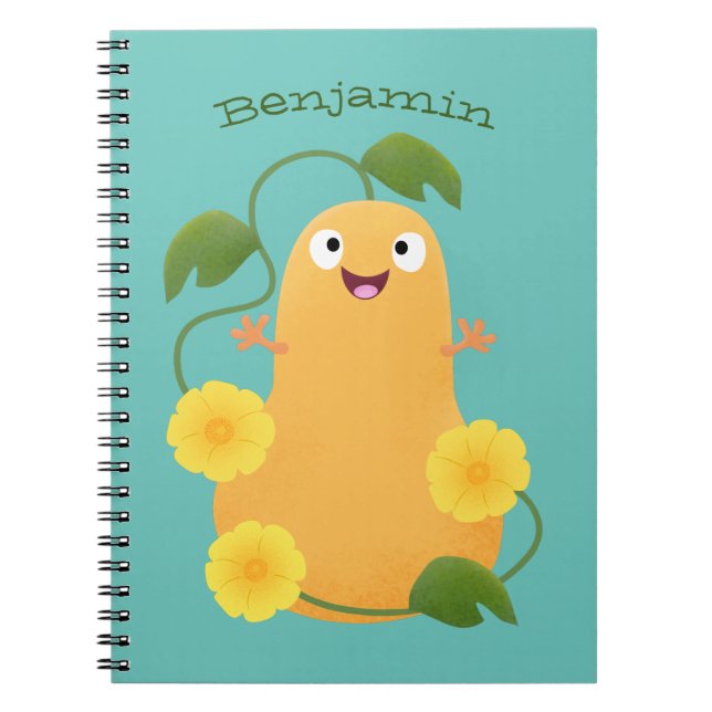Cute lycklig butternut-pumpa, tecknad anteckningsbok (Framsidan)