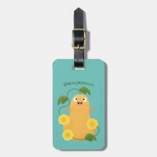Cute lycklig butternut-pumpa, tecknad bagagebricka