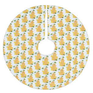 Cute lycklig butternut-pumpa, tecknad julgransmatta borstad polyester