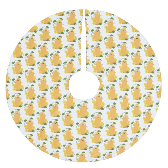 Cute lycklig butternut-pumpa, tecknad julgransmatta borstad polyester (Framsidan)