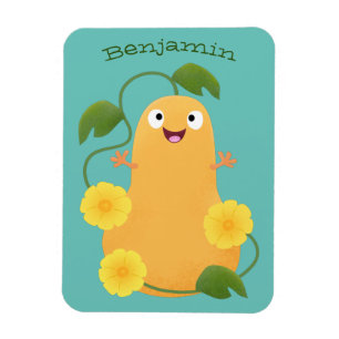 Cute lycklig butternut-pumpa, tecknad magnet