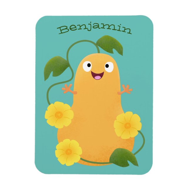 Cute lycklig butternut-pumpa, tecknad magnet (Vertikal)