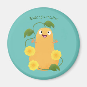 Cute lycklig butternut-pumpa, tecknad magnet