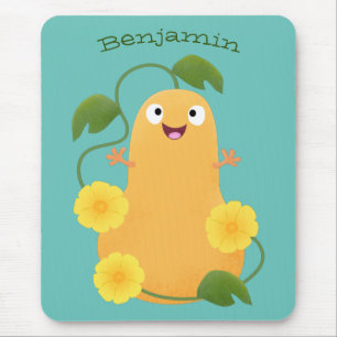 Cute lycklig butternut-pumpa, tecknad musmatta