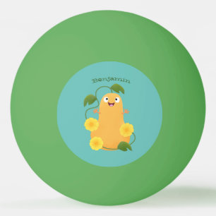 Cute lycklig butternut-pumpa, tecknad pingisboll