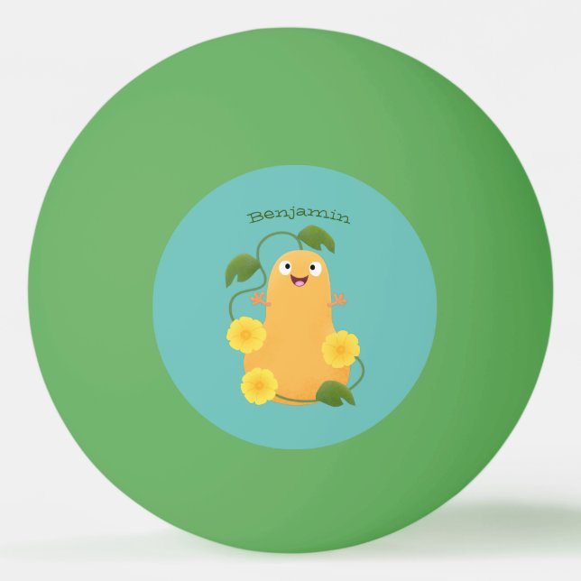Cute lycklig butternut-pumpa, tecknad pingisboll (Framsidan)