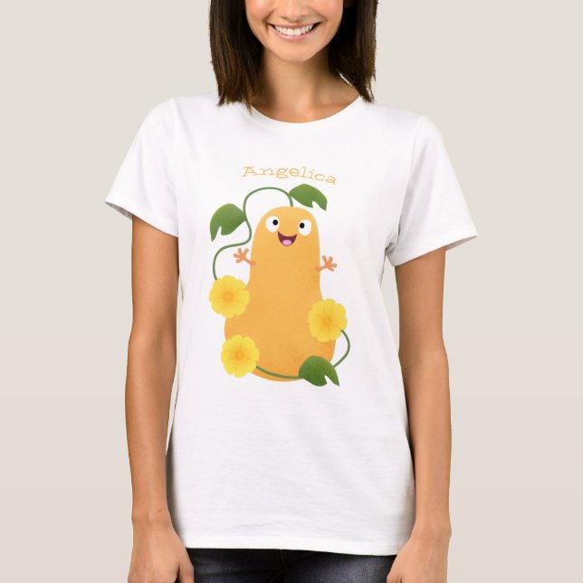 Cute lycklig butternut-pumpa, tecknad t shirt (Framsida)